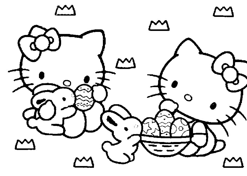 Hello kitty easter coloring pages to download and print for free