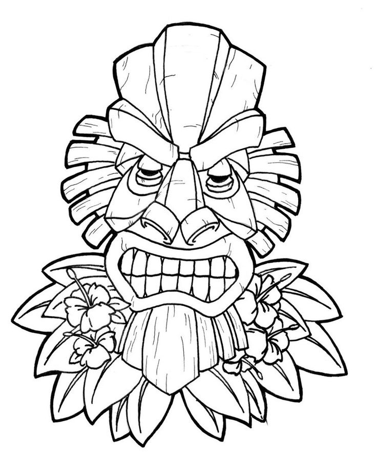 Hawaiian tiki mask coloring pages download and print for free