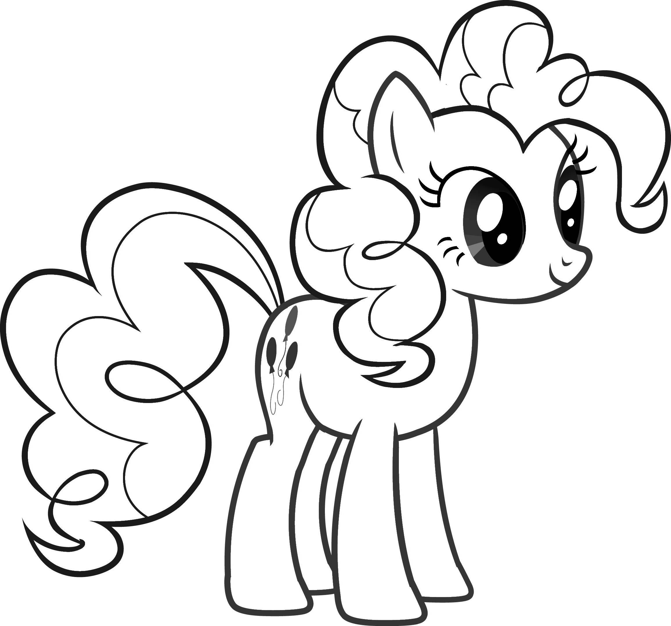 Cartoon Cute My Little Pony Coloring Pages with simple drawing