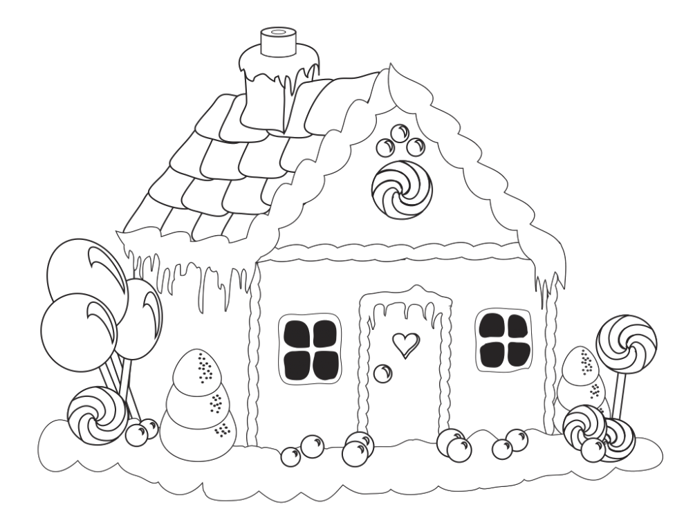 Gingerbread house coloring pages to download and print for free