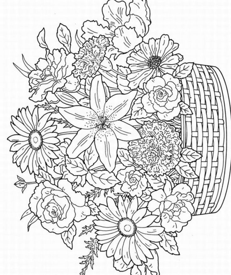 Adult coloring pages flowers to download and print for free