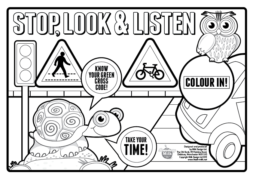 safety coloring road signs printable sign colouring printables sheets traffic children clip clipart stop listen worksheets bike library fire pdf