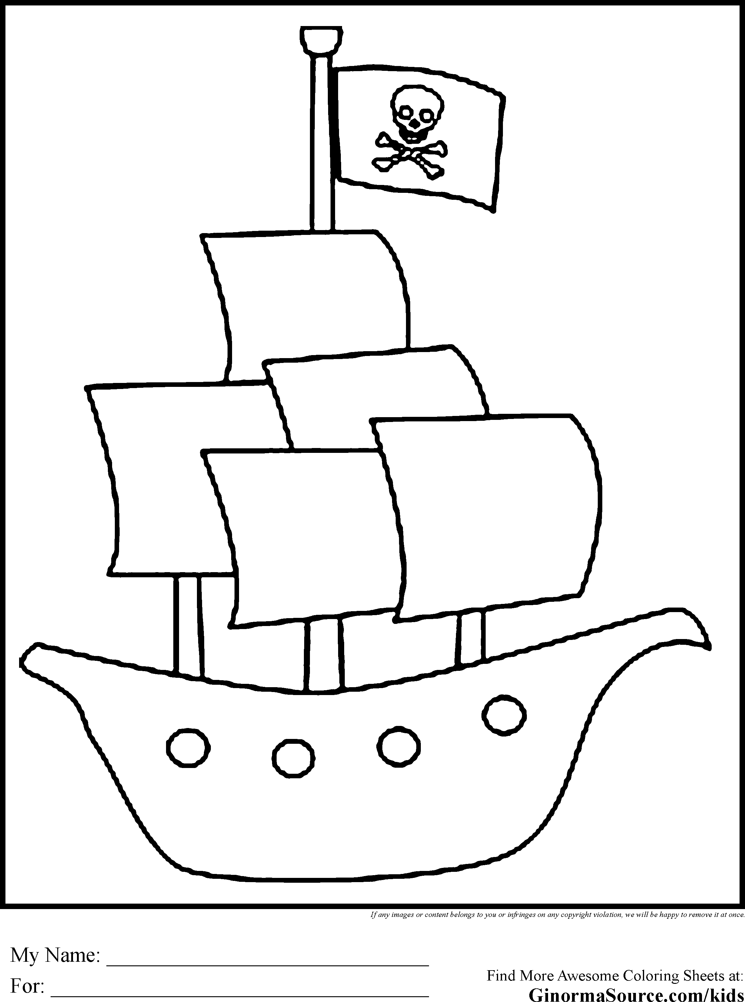 Printable Pirate Ship Template DocTemplates