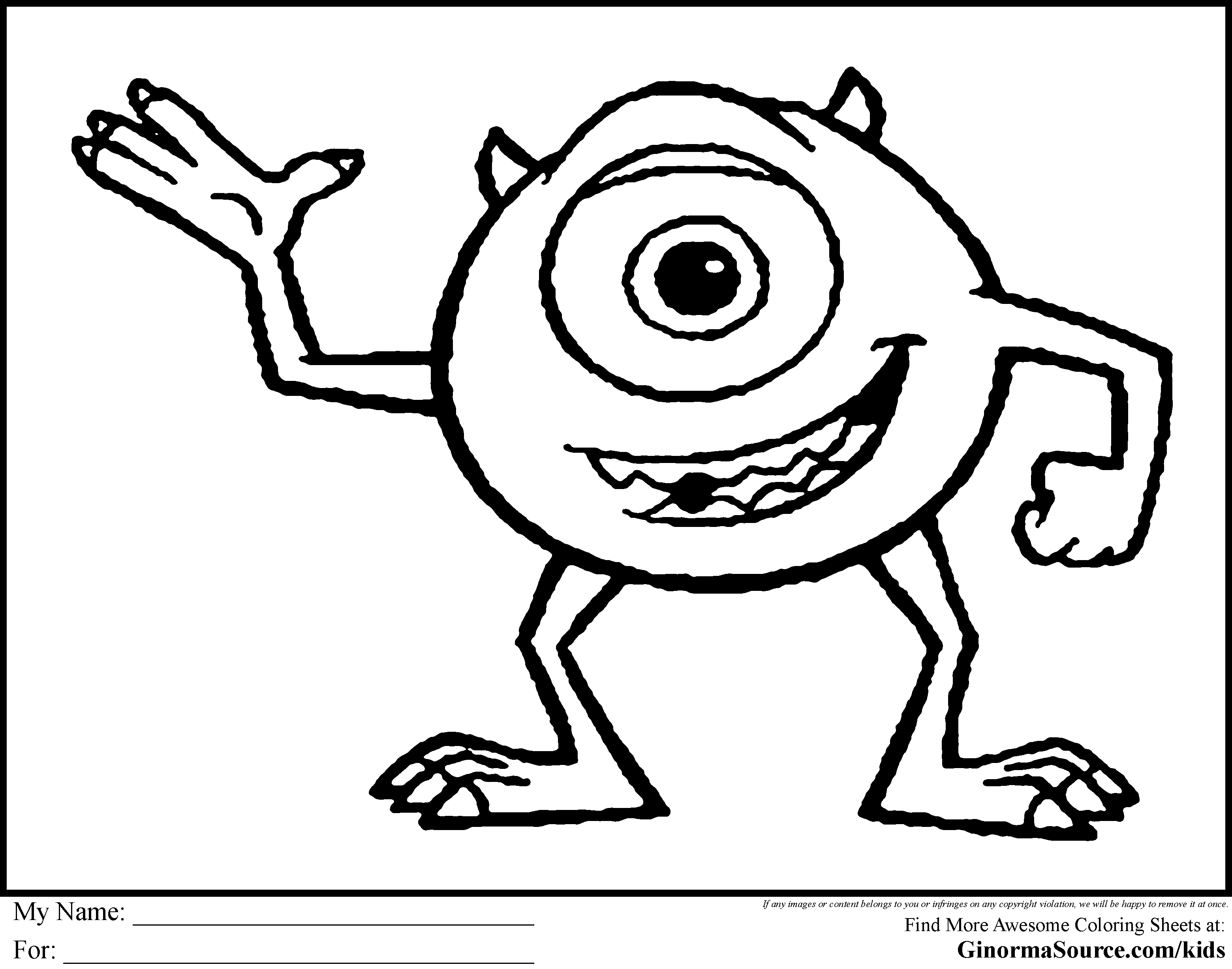 Monster inc coloring pages to download and print for free