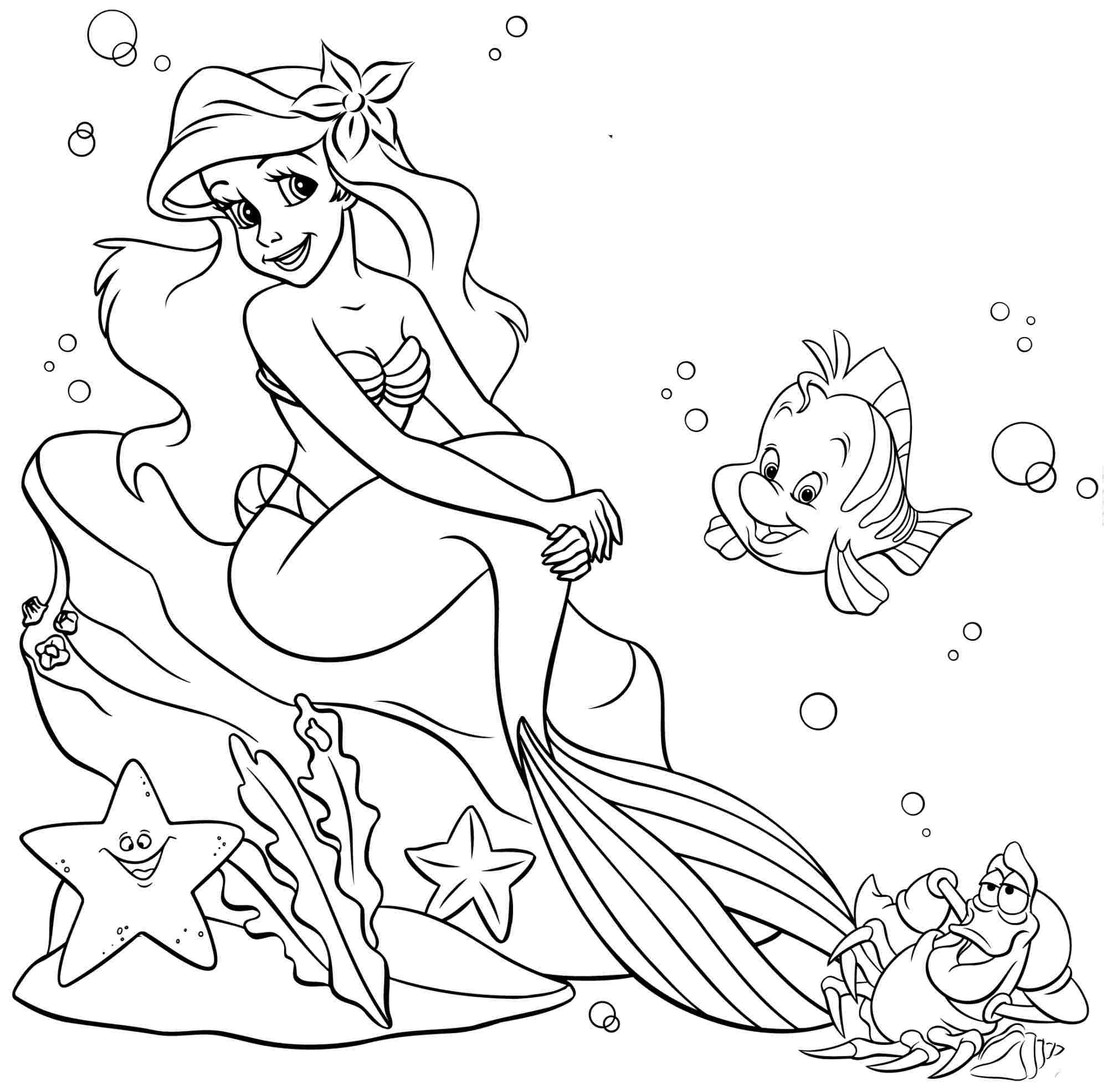 Little mermaid coloring pages to download and print for free