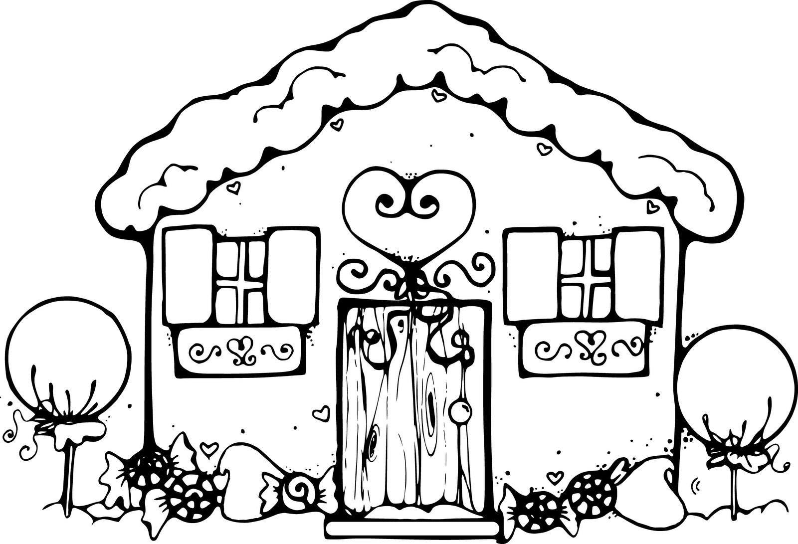 Gingerbread house coloring pages to download and print for ...