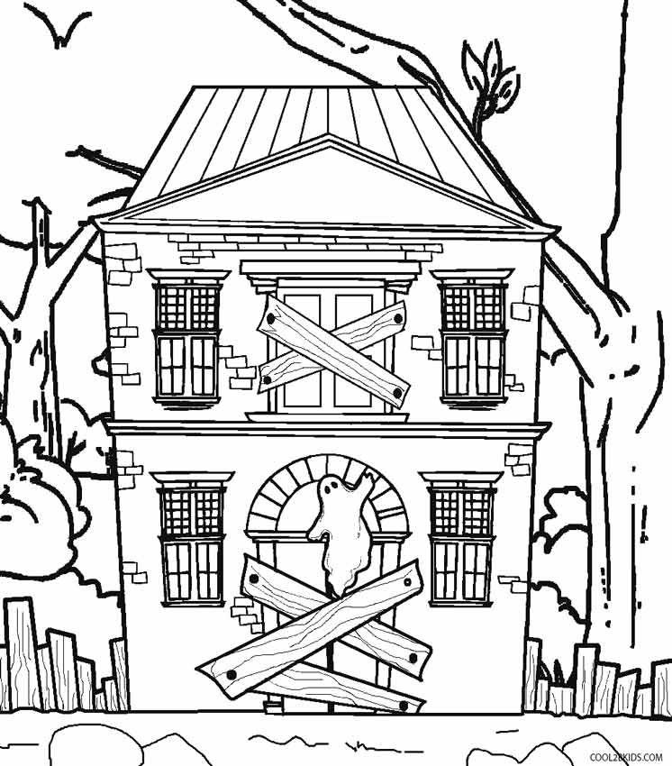 Scary haunted house coloring pages download and print for free