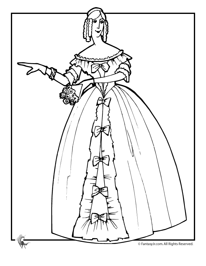 old fashioned girls coloring pages - photo #29