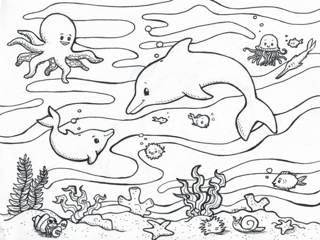 204 Cartoon Ocean Life Coloring Pages Printable for Adult