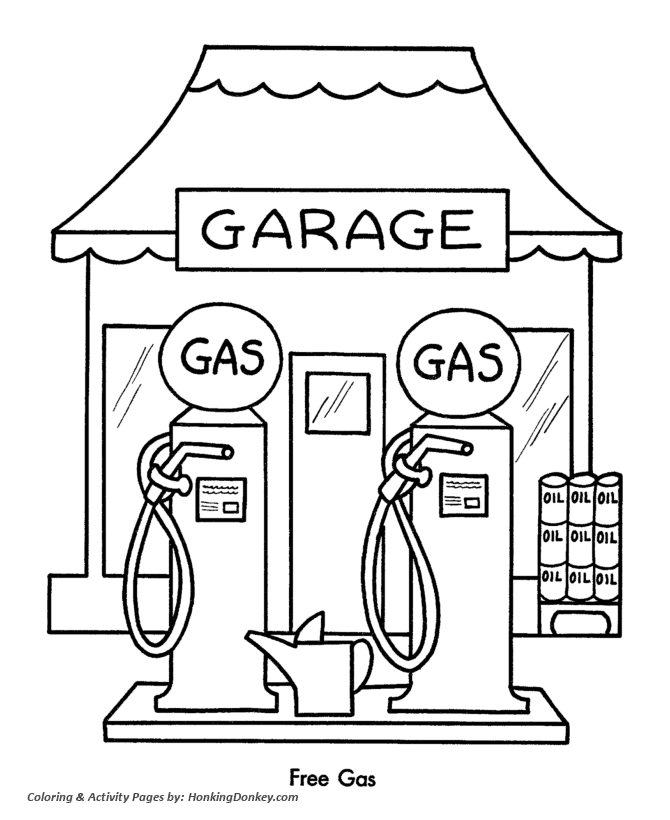 gas station coloring pages