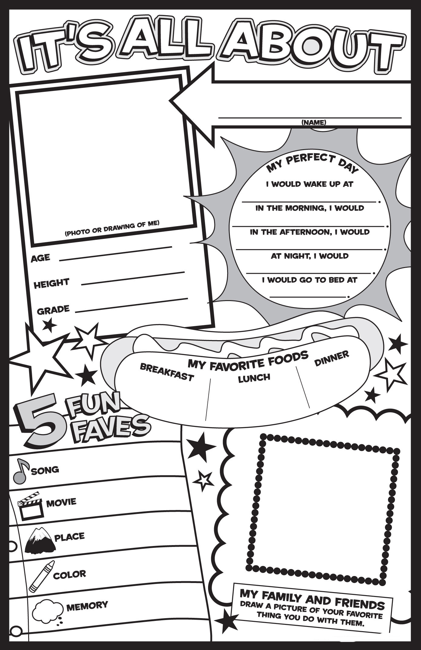 All About Me coloring pages to download and print for free