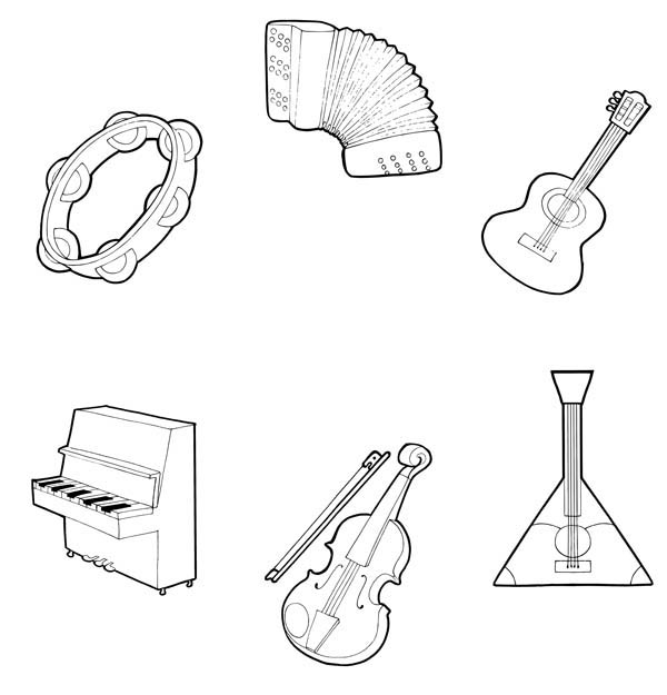 musical instruments coloring pages to download and print