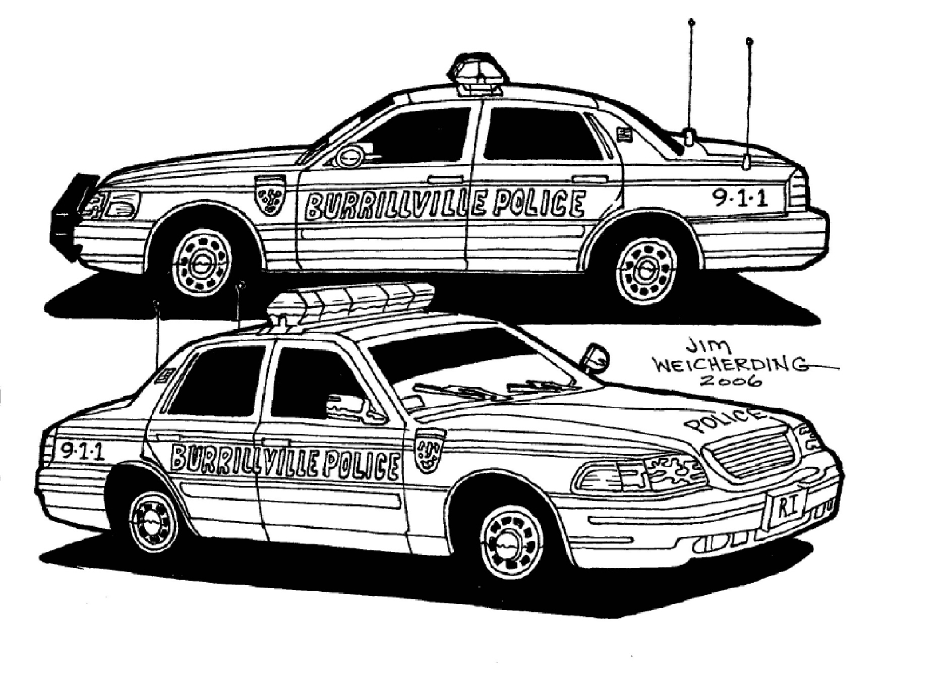 Police car coloring pages to download and print for free