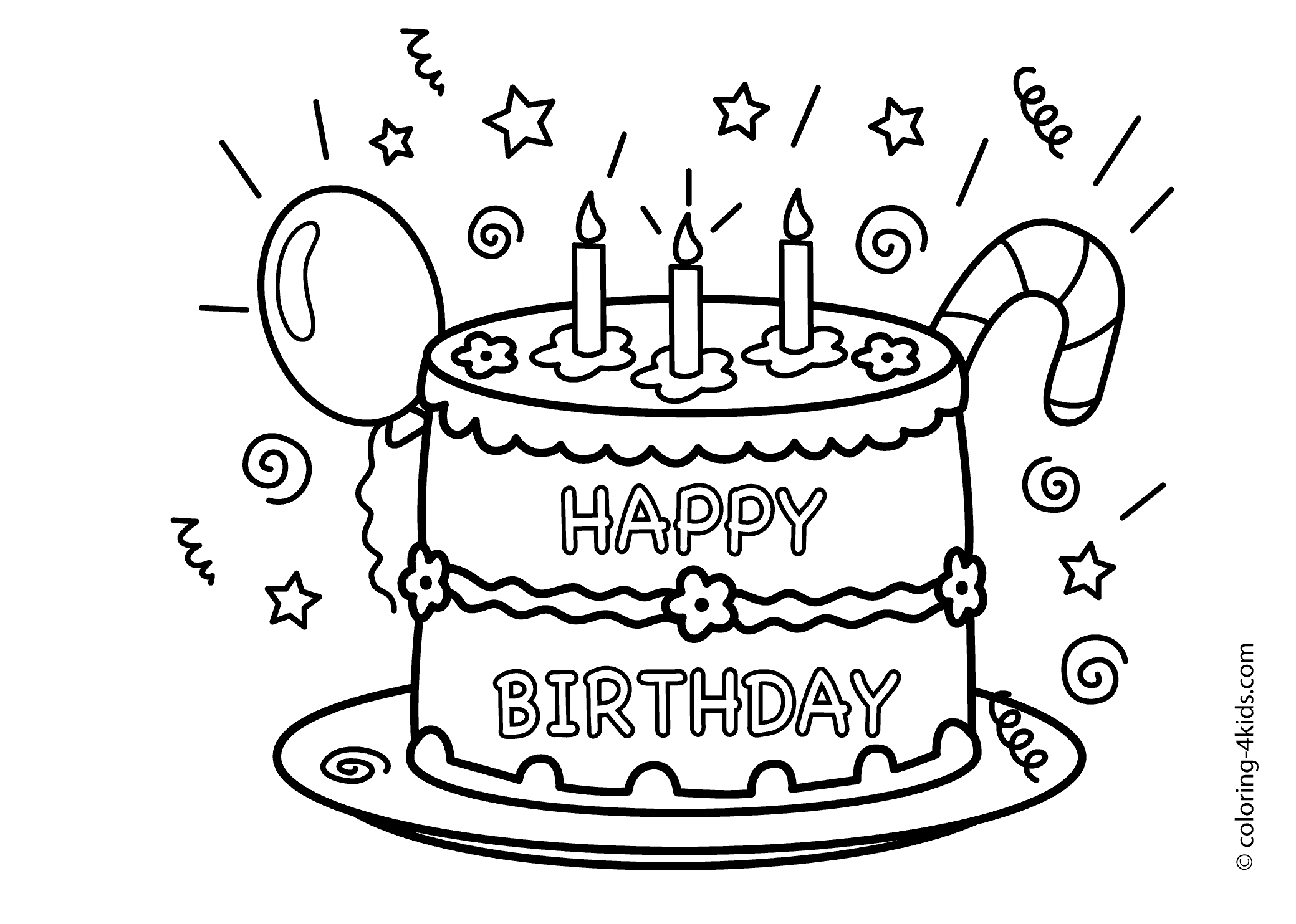 298 Simple Happy Birthday Coloring Pages Free To Print for Kids