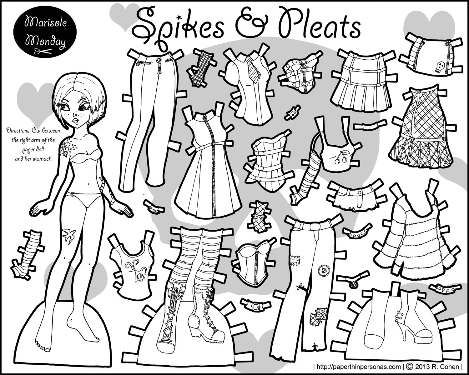 Paper doll coloring pages to download and print for free