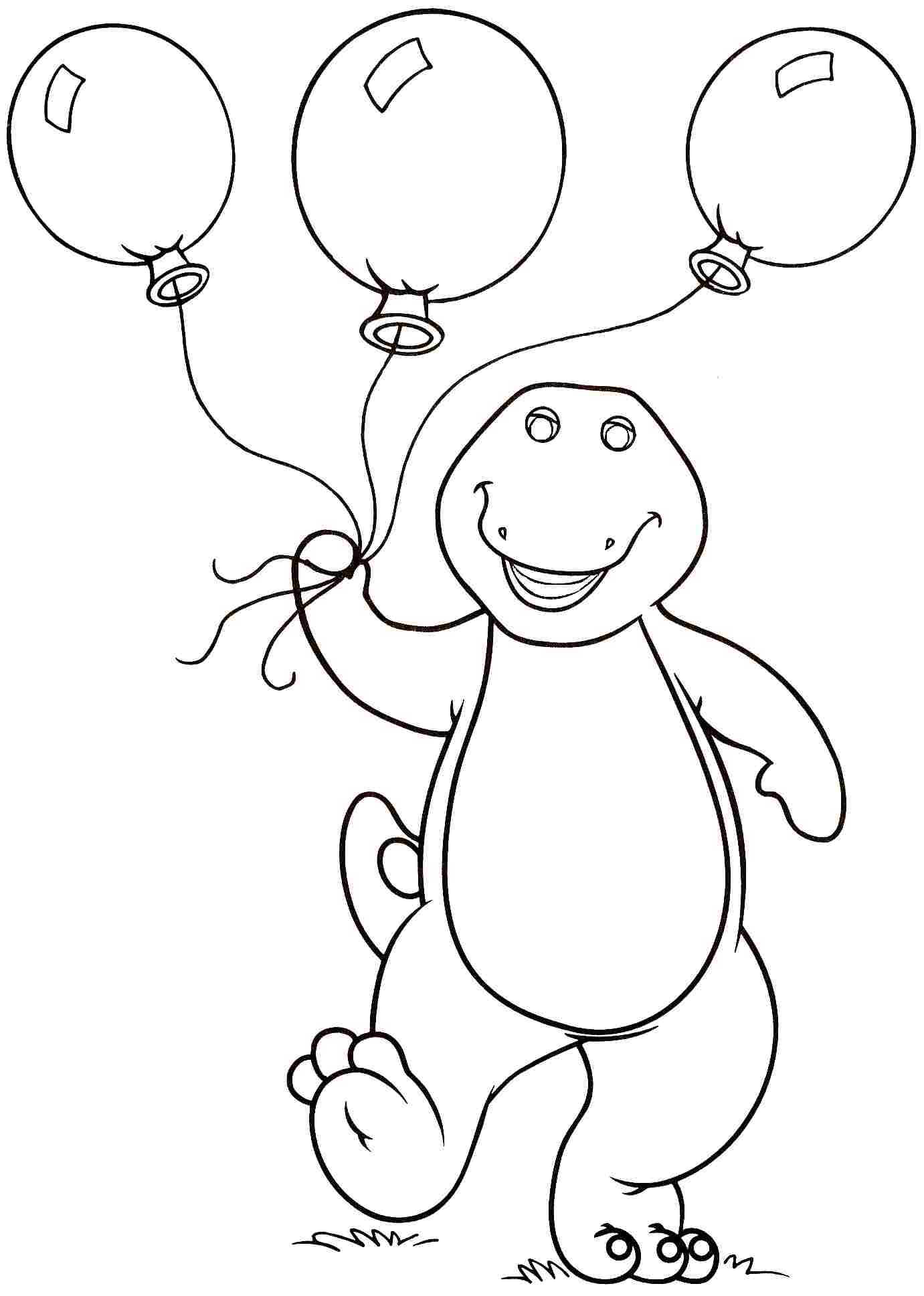 barney coloring balloons drawing birthday holding dinosaur printable friends sheets three happy cartoon printables balloon cute coloringpagesfortoddlers children animal carrying