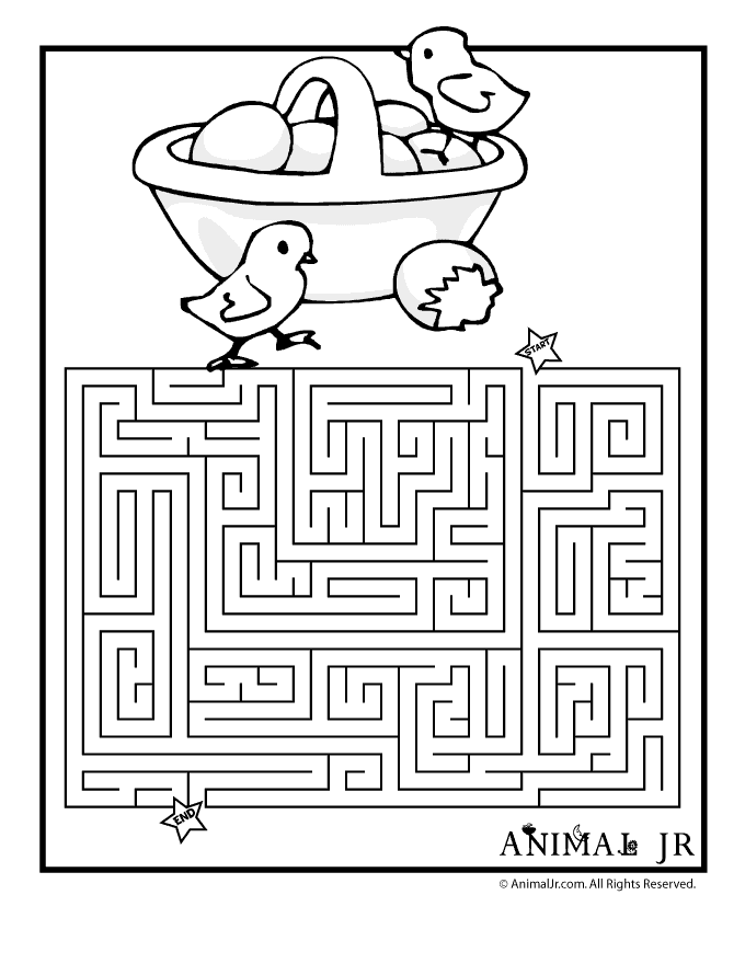 Easter maze coloring pages download and print for free