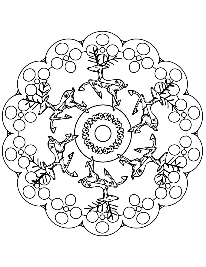 Christmas Mandala Coloring Pages to download and print for