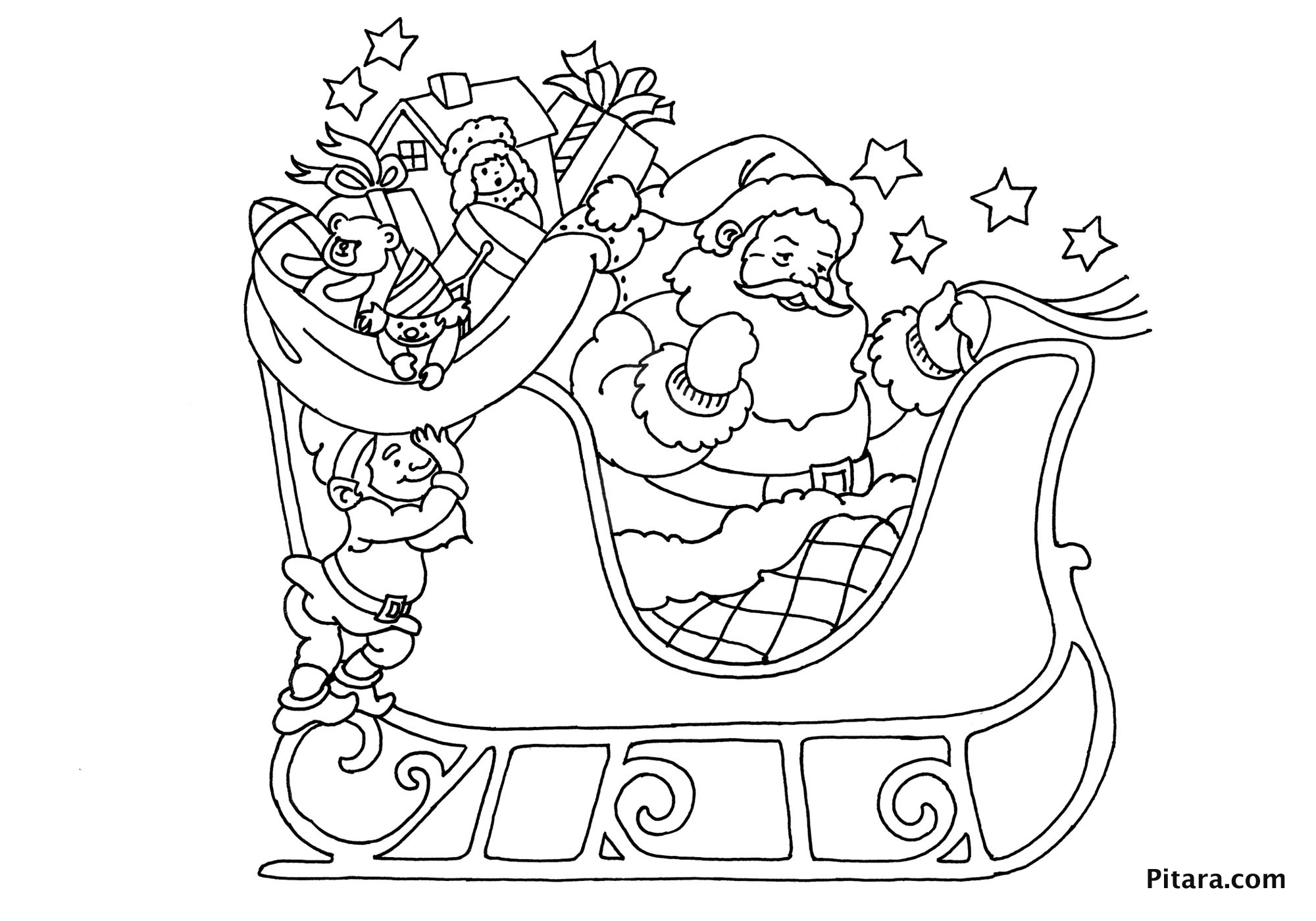 Santa in sleigh coloring pages download and print for free