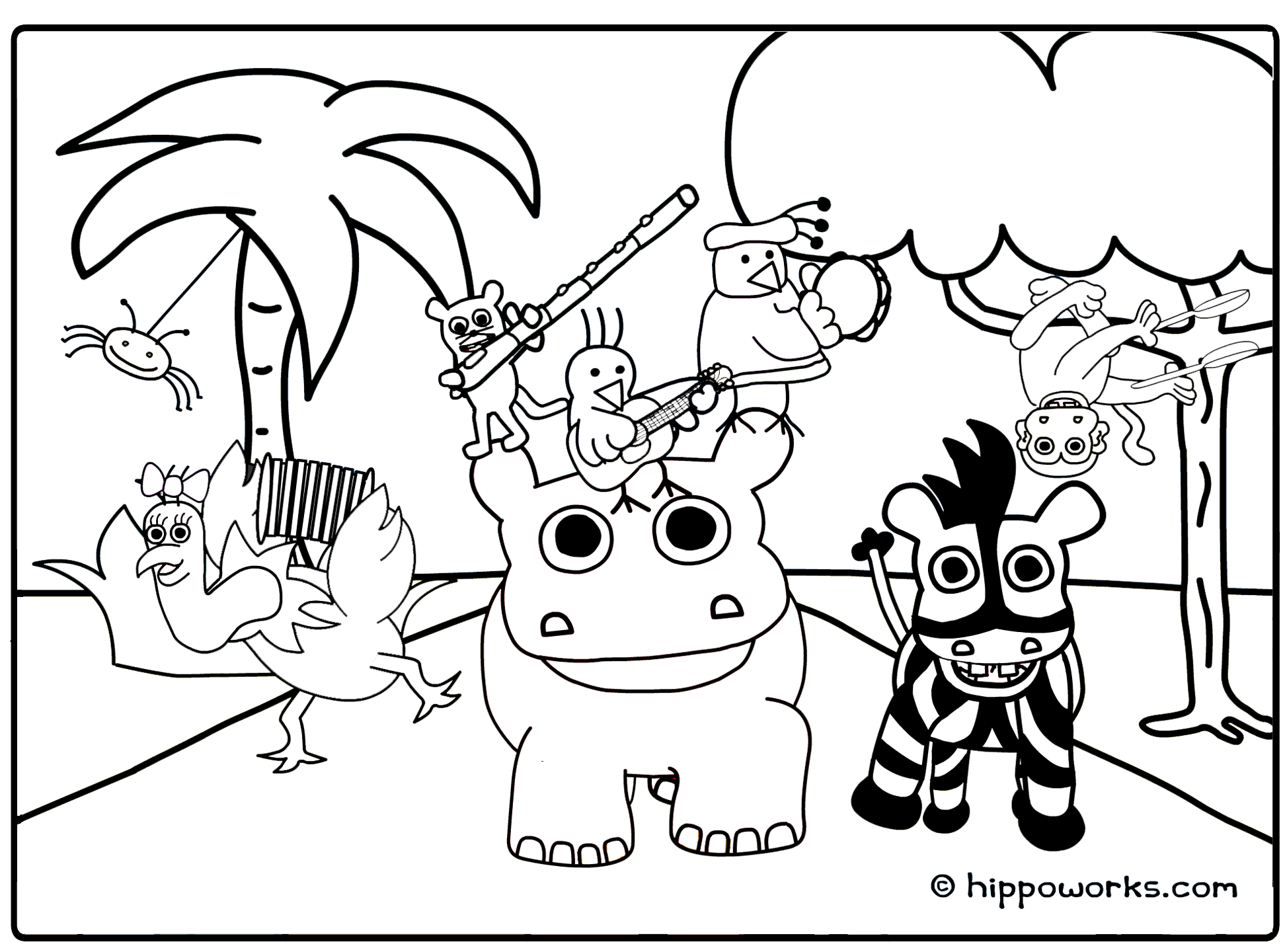 Jungle animal coloring pages to download and print for free