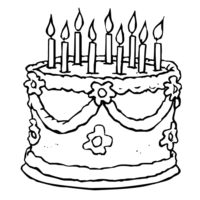 Birthday cake coloring pages to download and print for free