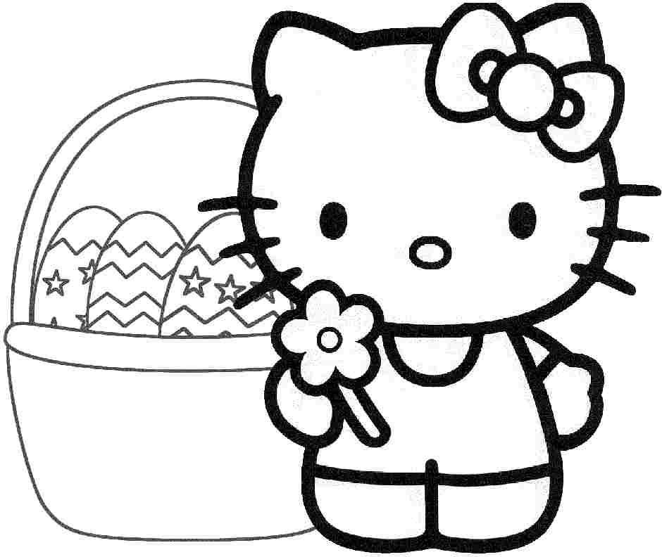 Hello kitty easter coloring pages to download and print for free