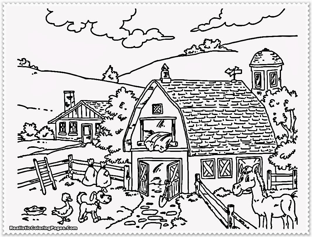 Cute Farm Coloring Page Free 