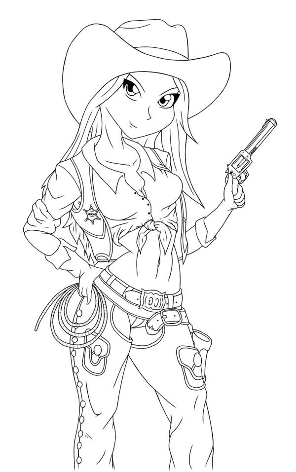cowgirl coloring cute outfit