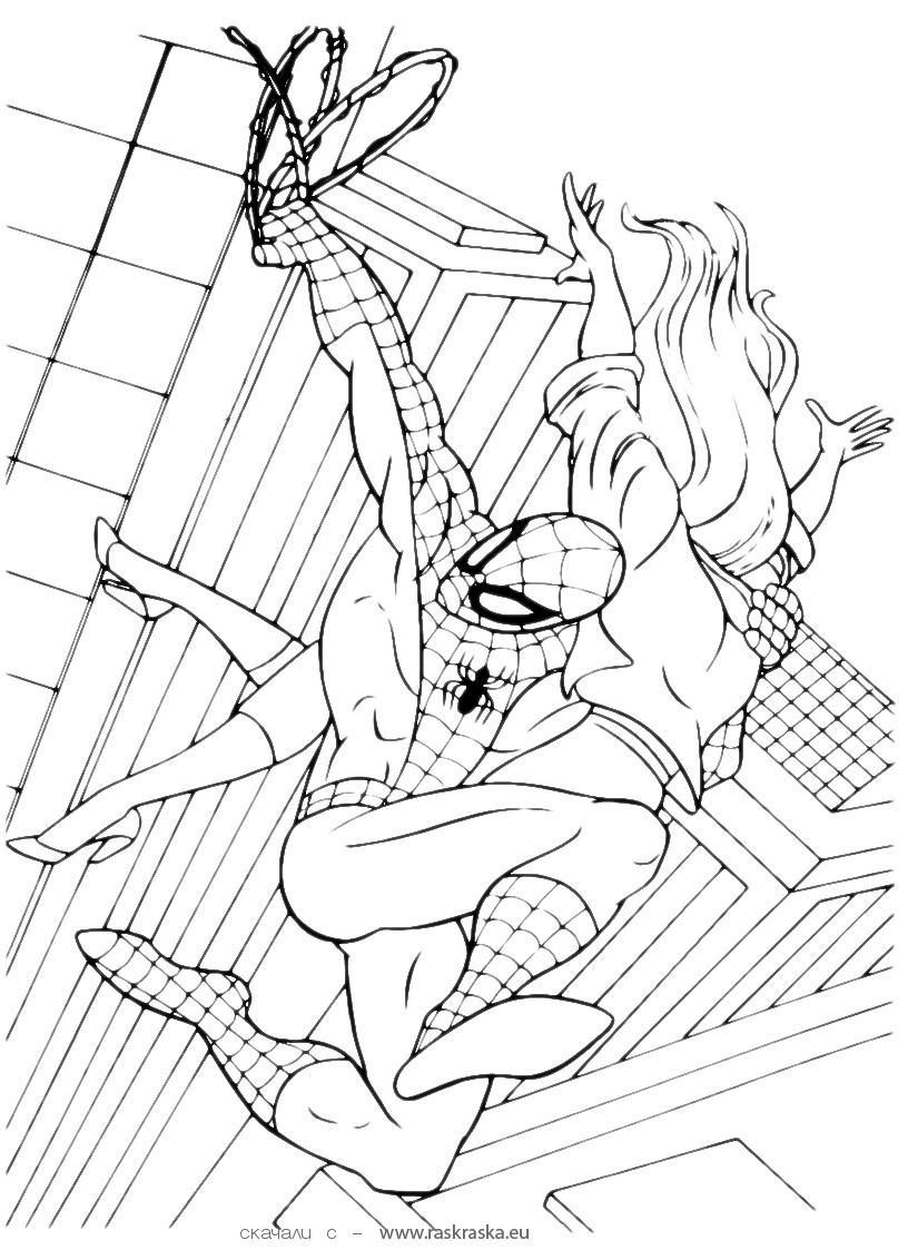 coloring spiderman comic printable colouring spider web superhero saves flying comics sheets marvel cartoon adult pages2color drawings copyright fun boys