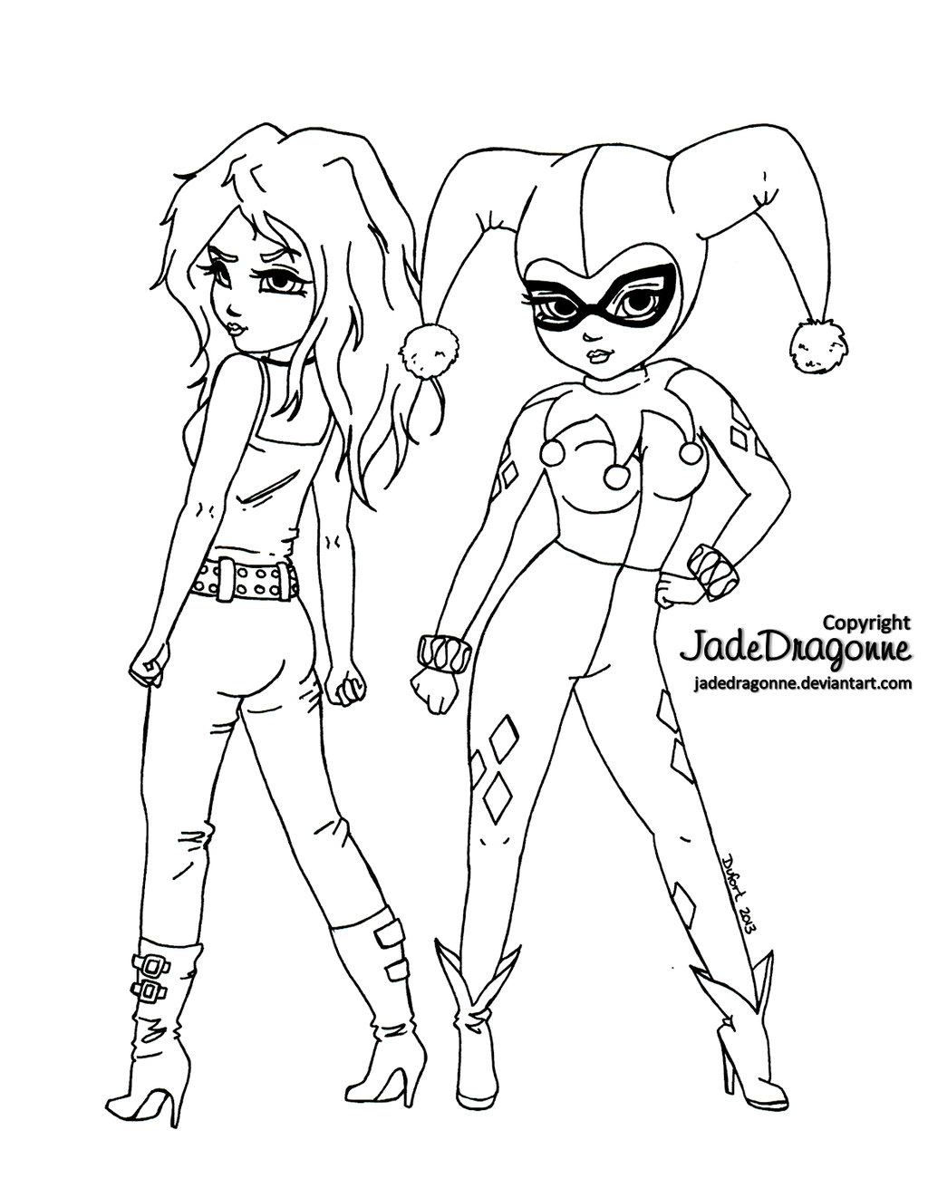 Harley quinn coloring pages to download and print for free