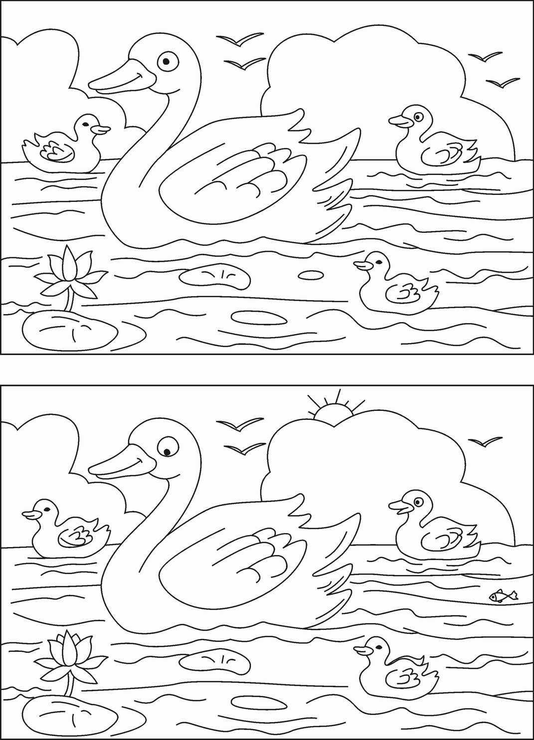 Spot the difference coloring pages download and print for free