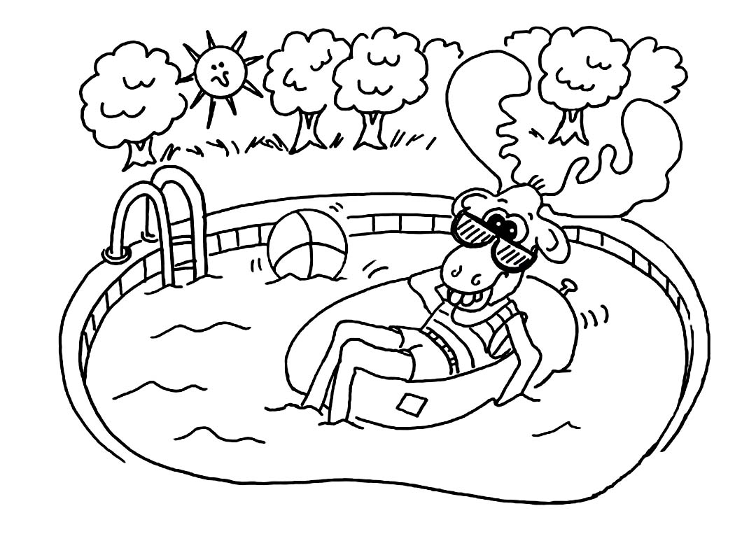 Summer pool coloring pages download and print for free