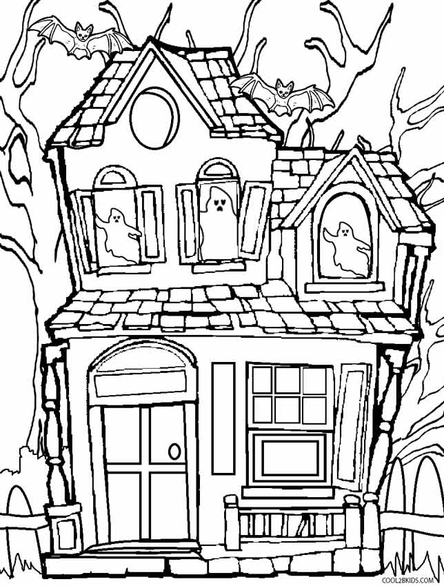 Scary haunted house coloring pages download and print for free