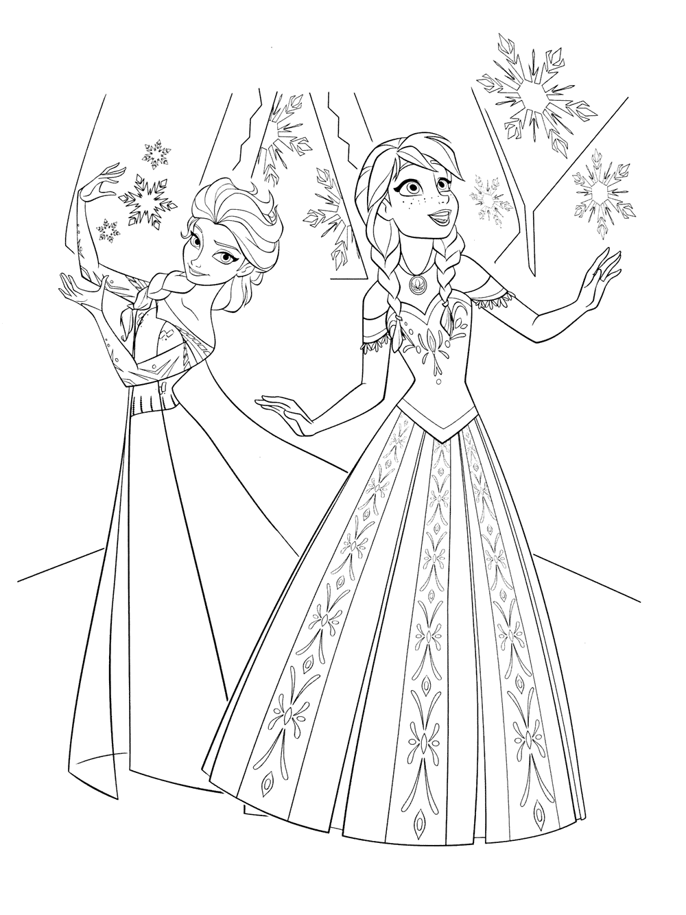 Elsa And Anna Printable Coloring Pages