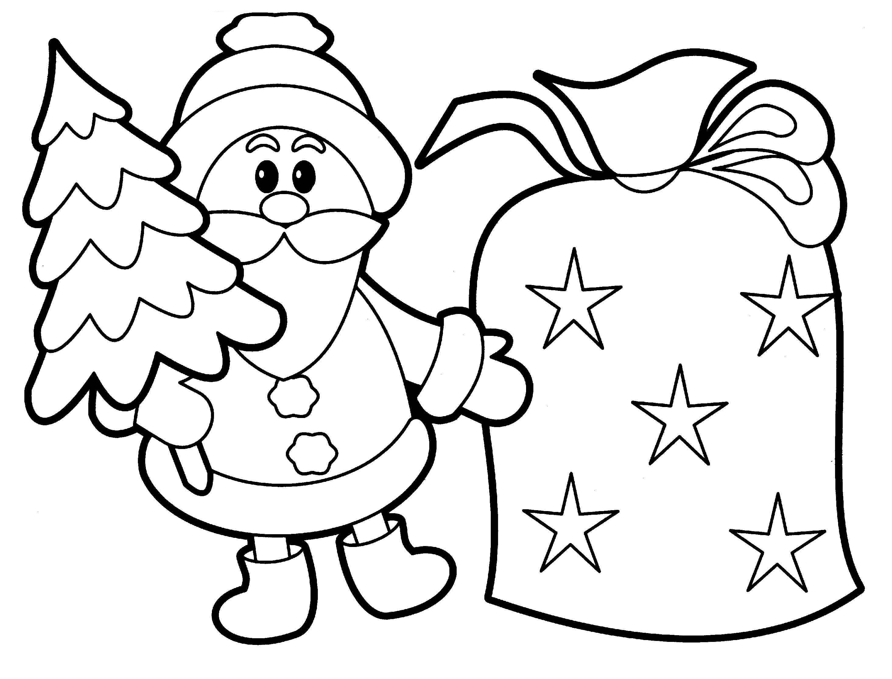 Simple Santa Free Printable Coloring Pages for Kindergarten