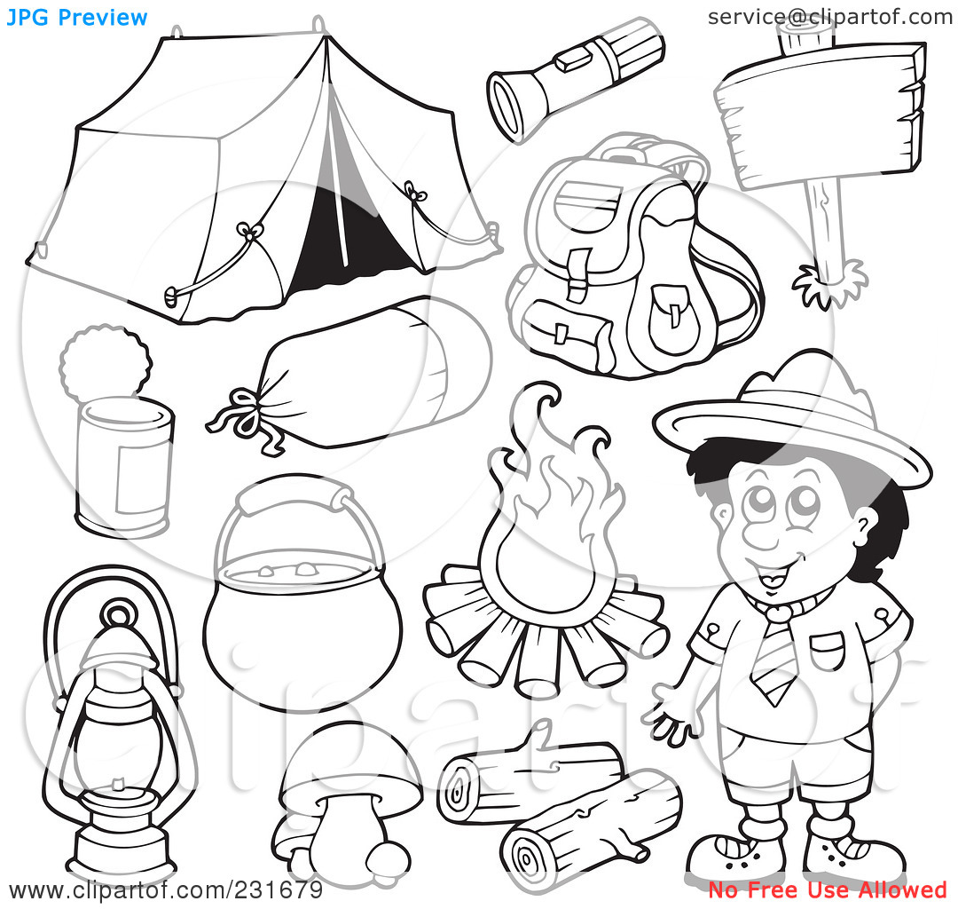 Camping gear coloring pages download and print for free