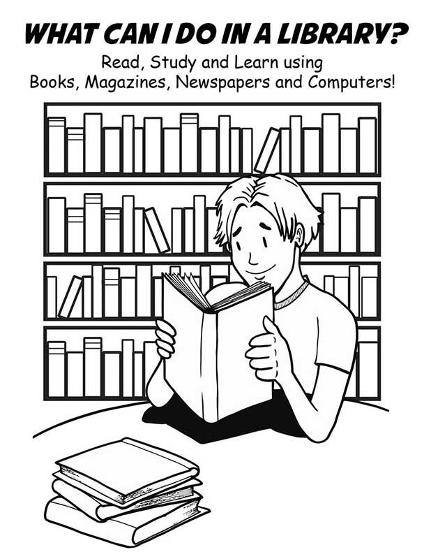 Library coloring pages to download and print for free