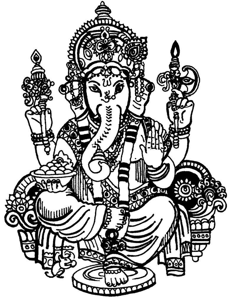 ganesha ganesh drawing coloring lord drawings outline draw god line sketch colouring ganpati hindu indian clipart ji elephant cliparts printable