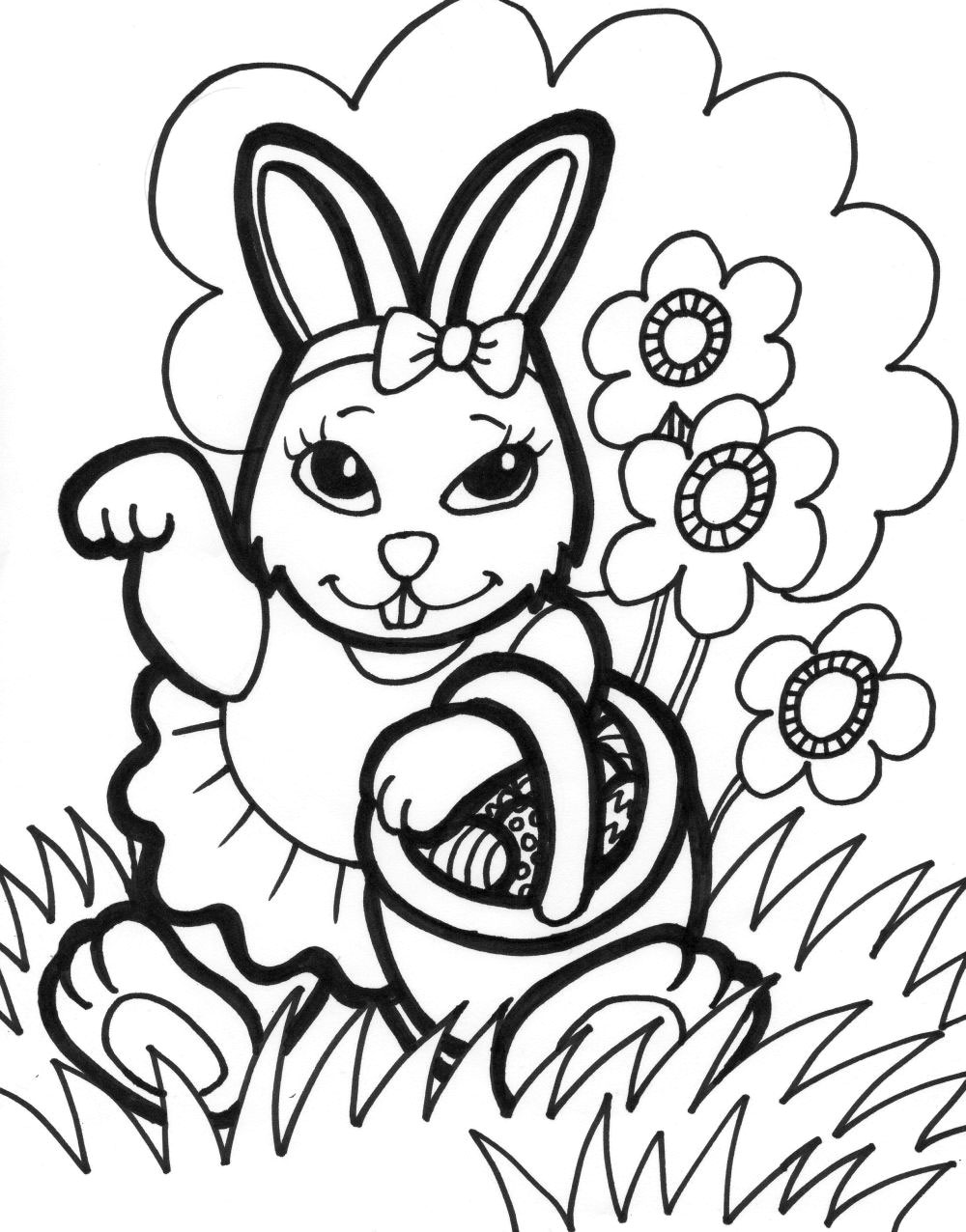 Easter bunny coloring pages to print to download and print for free