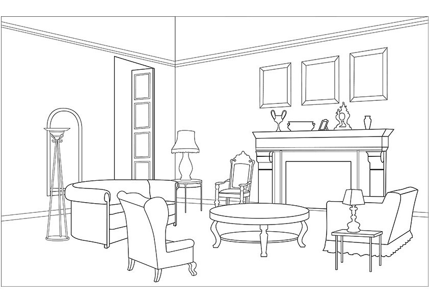 Living room coloring pages download and print for free