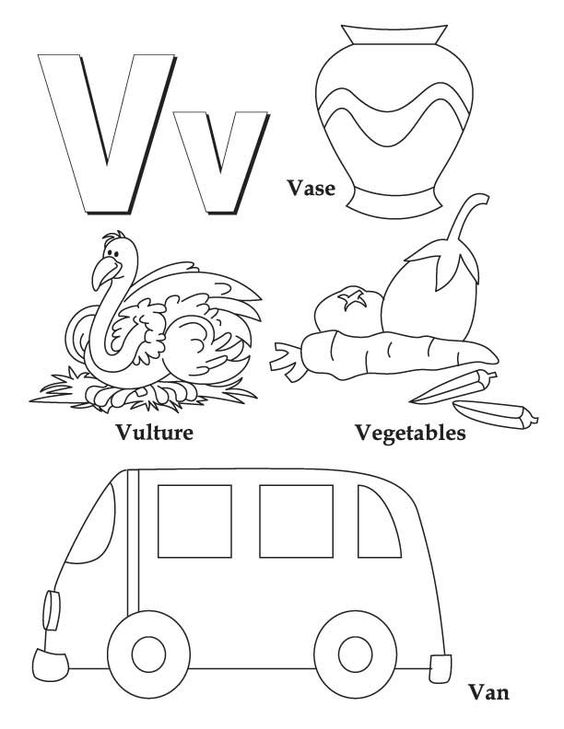 Letter V coloring pages to download and print for free