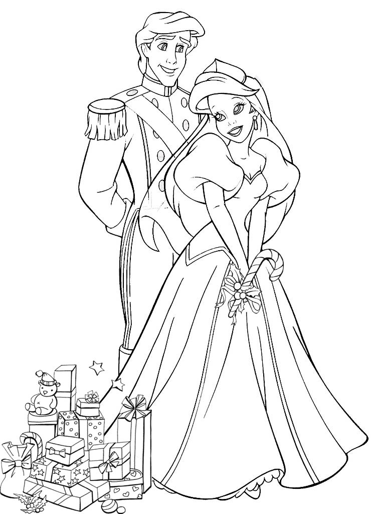 Ariel and Prince Eric Coloring pages to download and print for free