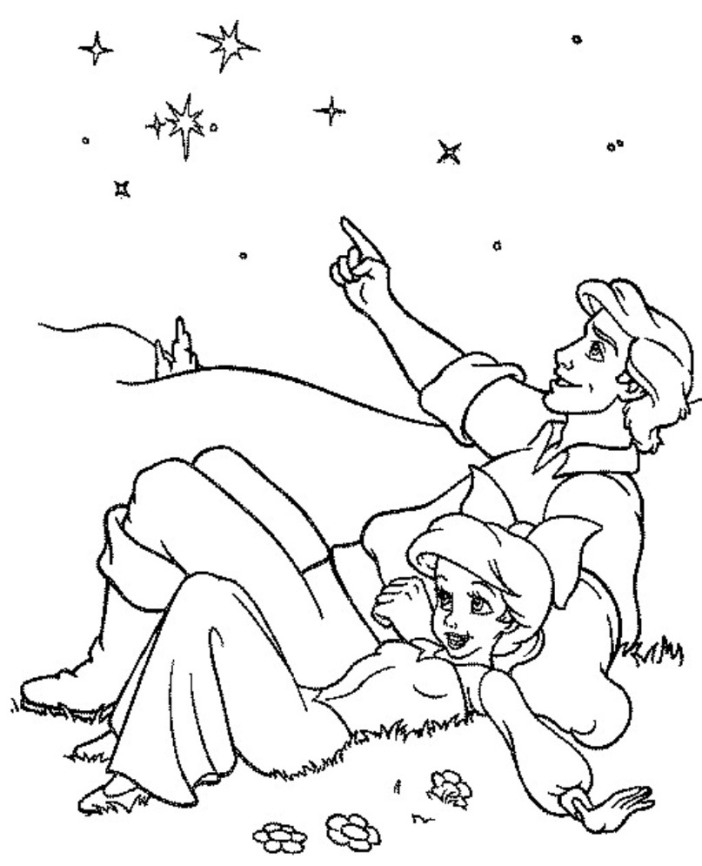 Ariel Prince Eric Coloring Pages Download Print Free Kids Color