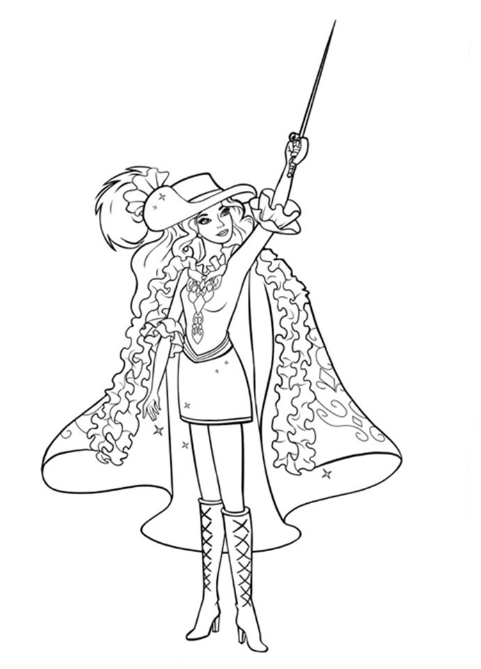 Barbie and the three Musketeers coloring pages to download and print