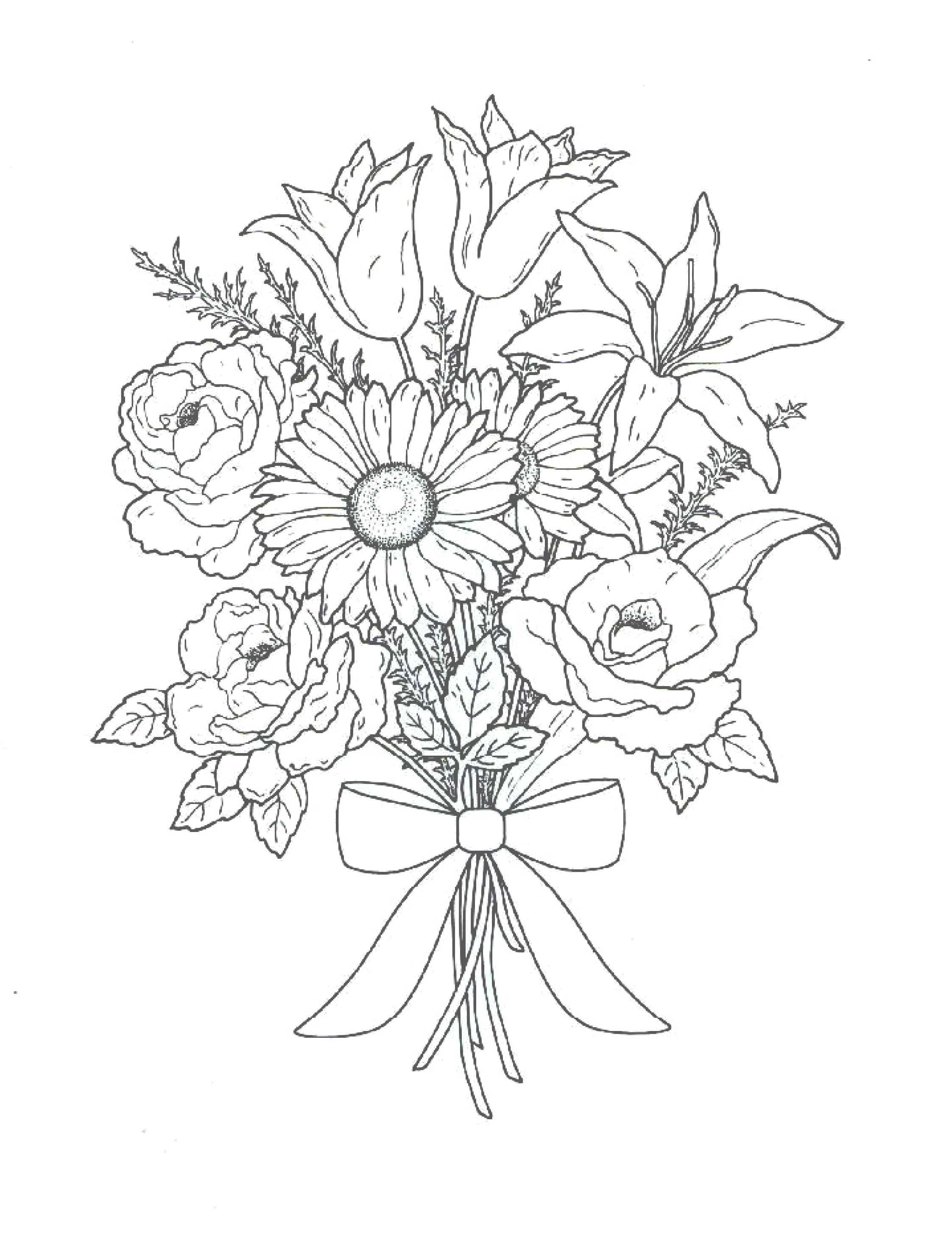 Bouquet Of Flowers Coloring Pages for childrens printable ...