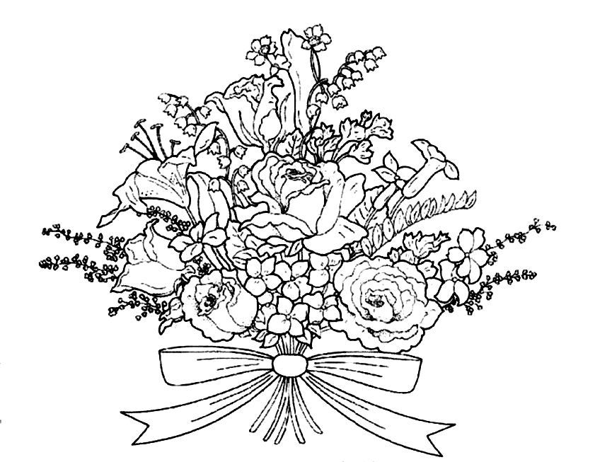 Bouquet Of Flowers Coloring Pages for childrens printable