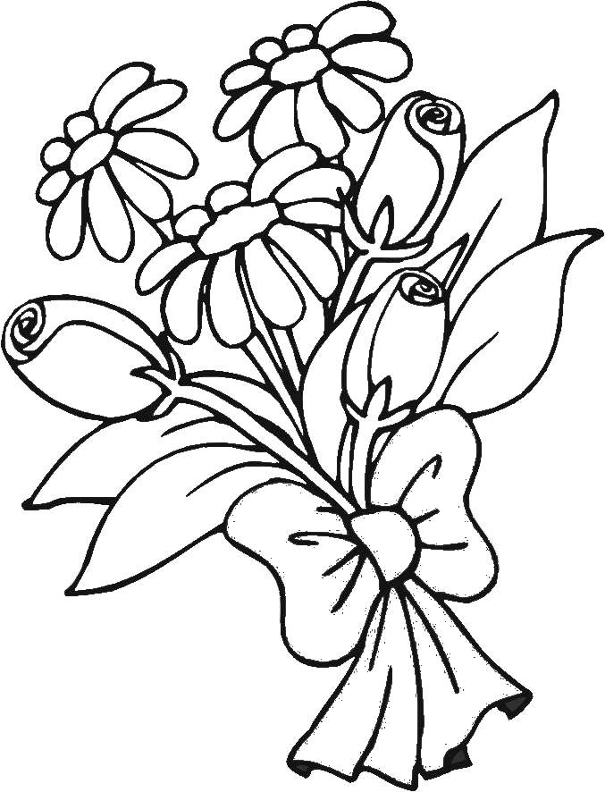 Bouquet Of Flowers Coloring Pages for childrens printable for free