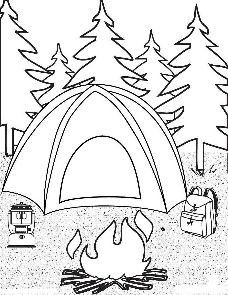 Camping Coloring Pages for childrens printable for free