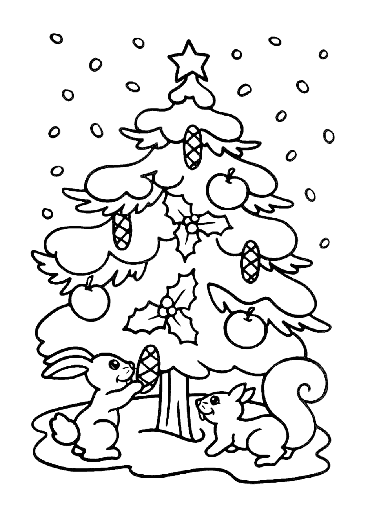 Christmas Tree Coloring Pages for childrens printable for free