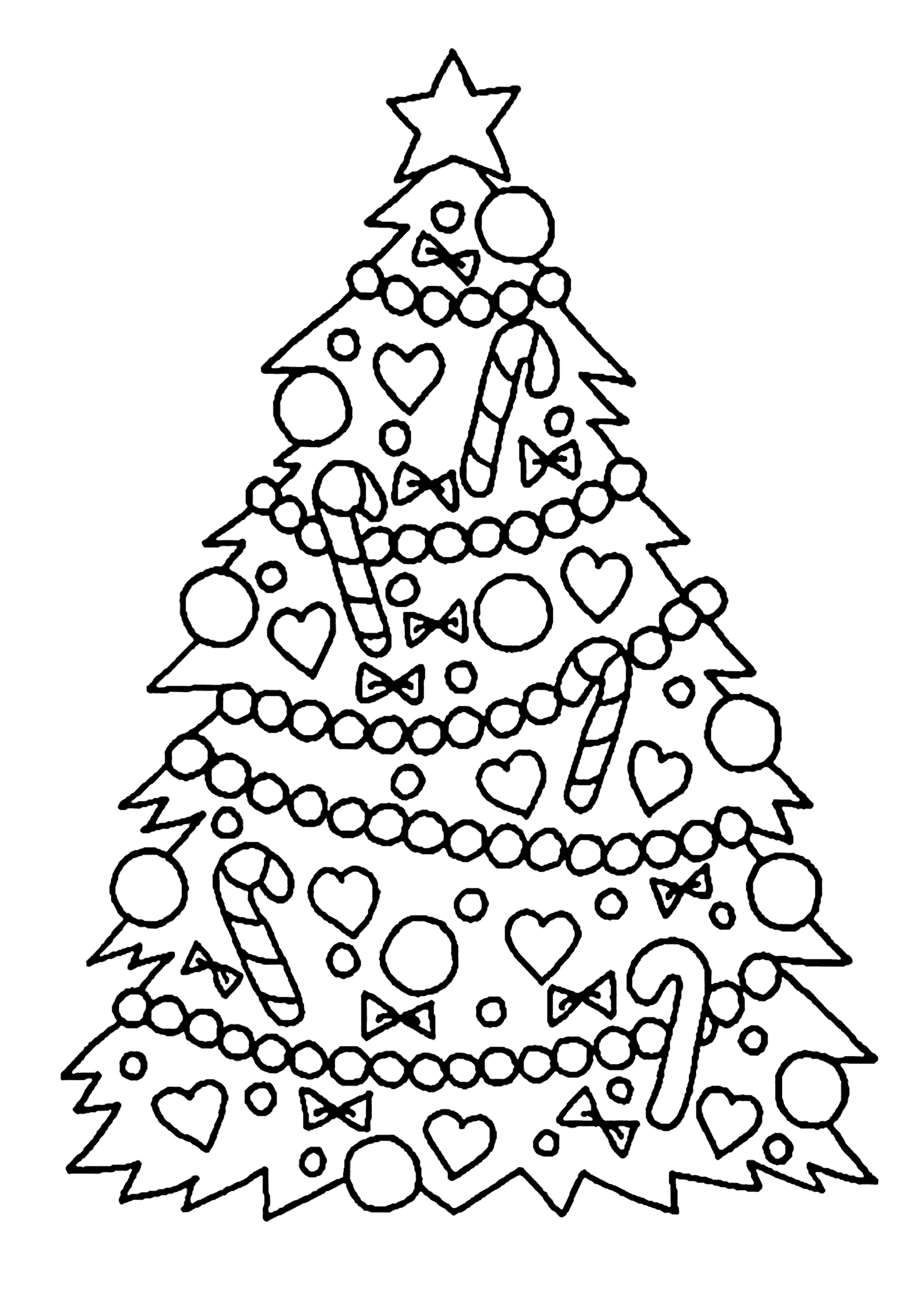 Christmas Tree Coloring Pages for childrens printable for free